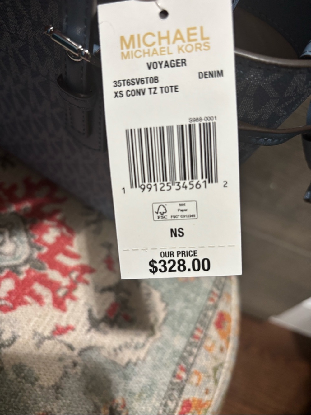 ✨ NWT Michael Kors Voyager Extra-Small Signature Logo Tote Bag - Denim Blue ✨ - Picture 6 of 6